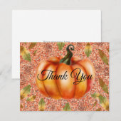 Wasserfarbenfall Pumpkin Orange Glitzer Dankeskarte (Vorne/Hinten)