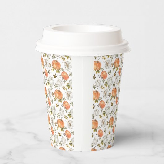 Wasserfarbenfall Rustikale Pumpkins Pappbecher (Rechts)