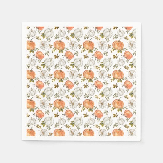 Wasserfarbenfall Rustikale Pumpkins Serviette (Vorderseite)