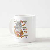 Wasserfarbenfall schöne Eule und Blätter Kaffeetasse (Vorderseite Links)