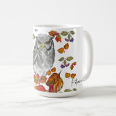 Wasserfarbenfall schöne Eule und Blätter Kaffeetasse (VorderseiteRechts)
