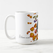 Wasserfarbenfall schöne Eule und Blätter Kaffeetasse (Links)