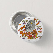 Wasserfarbenfall schöne Eule und Blätter Untersetz Button (Vorne & Hinten)