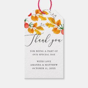 Wasserfarbenfall Waldland Blattwerk Hochzeit danke Geschenkanhänger