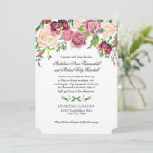 Wasserfarbenfall Winter Burgund Blumenblätter Rose Einladung (Stehend Vorderseite)