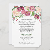 Wasserfarbenfall Winter Burgund Blumenblätter Rose Einladung (Vorderseite)