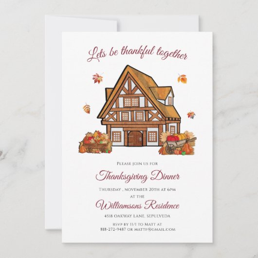 Wasserfarbenfall zum Abendessen Einladung (Vorderseite)