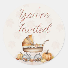 Wasserfarbenfallen Pumpkin Sie sind eingeladen Runder Aufkleber