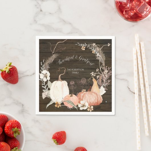 Wasserfarbenfallen Pumpkins Blüte Dankbar Dankbar Serviette (Beispiel)