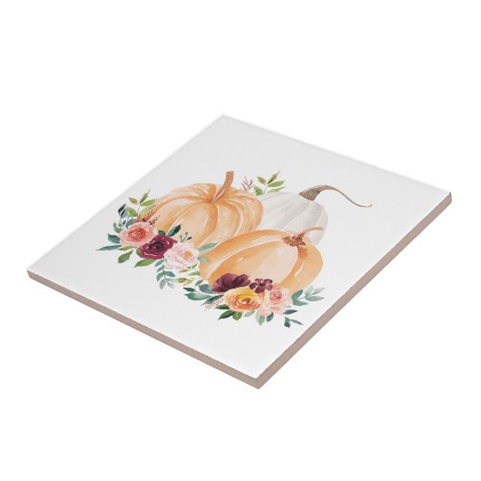 Wasserfarbenfallen Pumpkins Boho Blume Fliese (Seite)