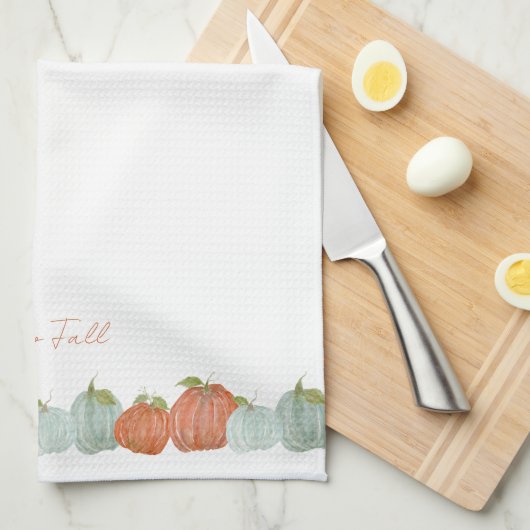 Wasserfarbenfallen Pumpkins "Hello Fall" Geschirrtuch (Viertel Falte)