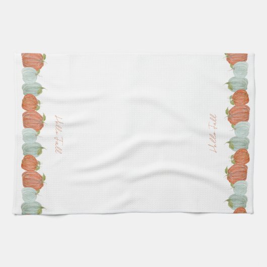 Wasserfarbenfallen Pumpkins "Hello Fall" Geschirrtuch (Horizontal)