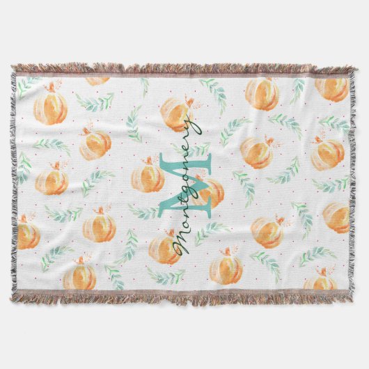 Wasserfarbenfallen Pumpkins & Laurels Familienname Decke (Vorderseite)