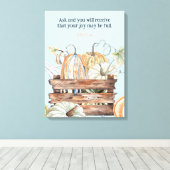 Wasserfarbenfallen Pumpkins mit Joybibelverse Leinwanddruck (Insitu (Holzboden))