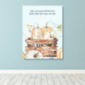 Wasserfarbenfallen Pumpkins mit Joybibelverse Leinwanddruck (Insitu (Holzboden))