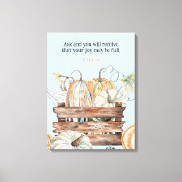 Wasserfarbenfallen Pumpkins mit Joybibelverse Leinwanddruck