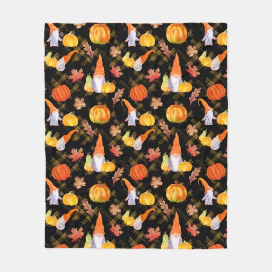 Wasserfarbenfallen, Pumpkins und Blätter Fleecedecke (Vorderseite)