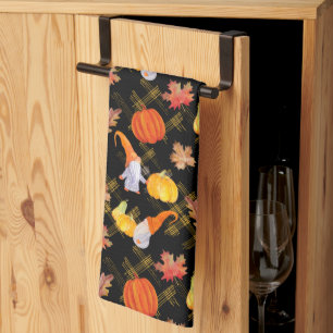 Wasserfarbenfallen, Pumpkins und Blätter Geschirrtuch