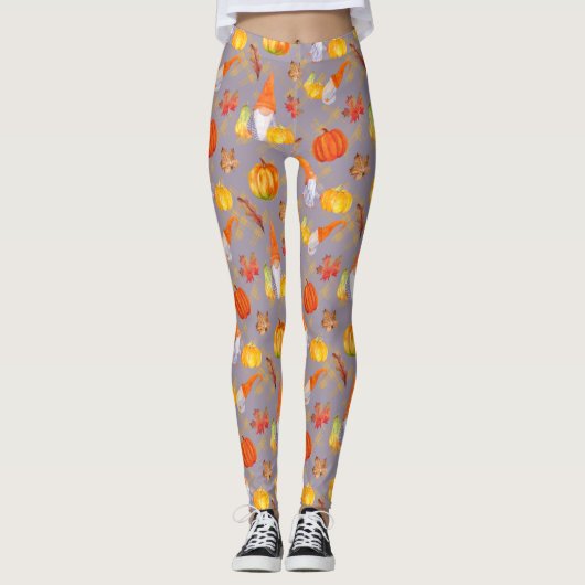 Wasserfarbenfallen, Pumpkins und Blätter Leggin Leggings (Vorderseite)
