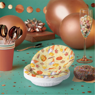 Wasserfarbenfallen, Pumpkins und Blätter Papier Pappteller