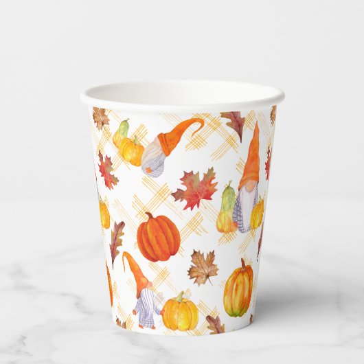 Wasserfarbenfallen, Pumpkins und Blätter Pappbecher (Rückseite)