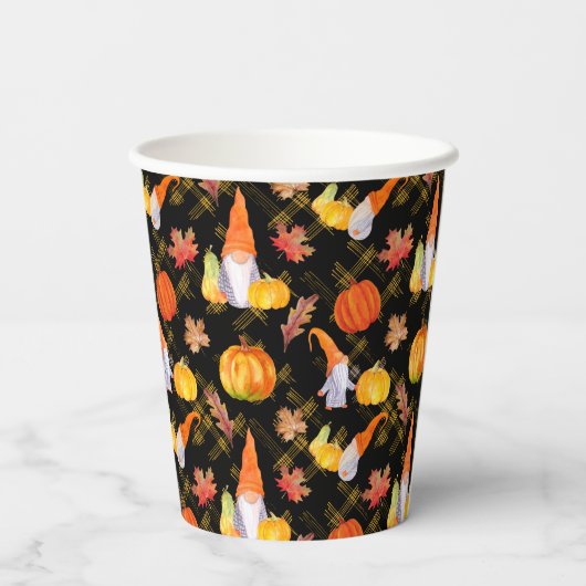 Wasserfarbenfallen, Pumpkins und Blätter Pappbecher (Rückseite)