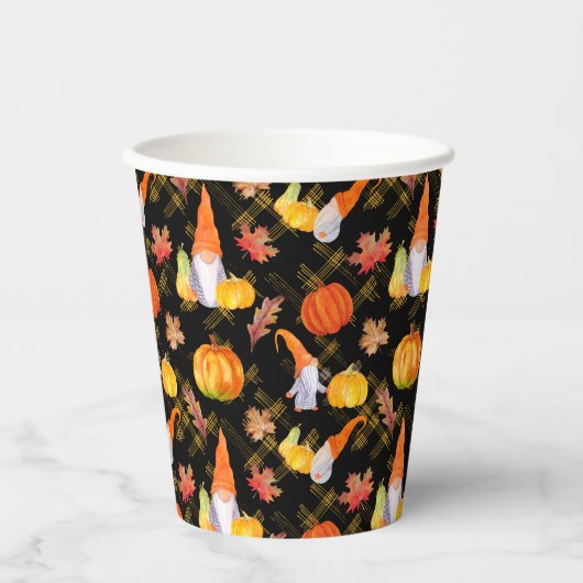 Wasserfarbenfallen, Pumpkins und Blätter Pappbecher (Vorderseite)