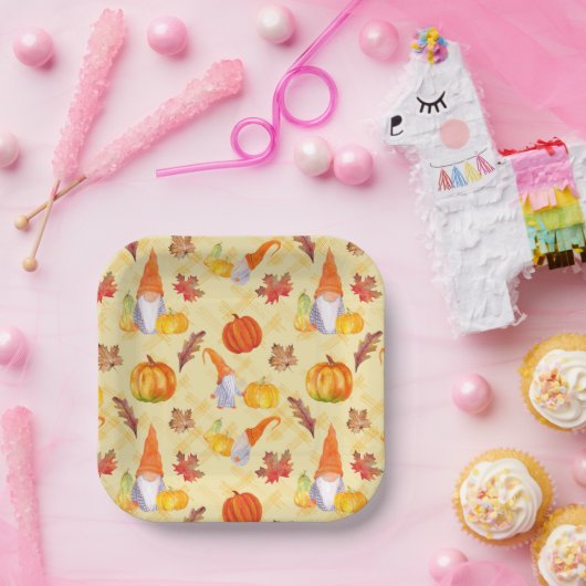 Wasserfarbenfallen, Pumpkins und Blätter Pappteller (Party)