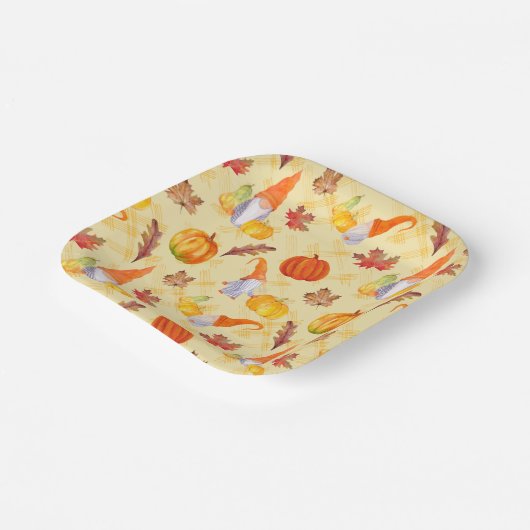 Wasserfarbenfallen, Pumpkins und Blätter Pappteller (Gewinkelt)