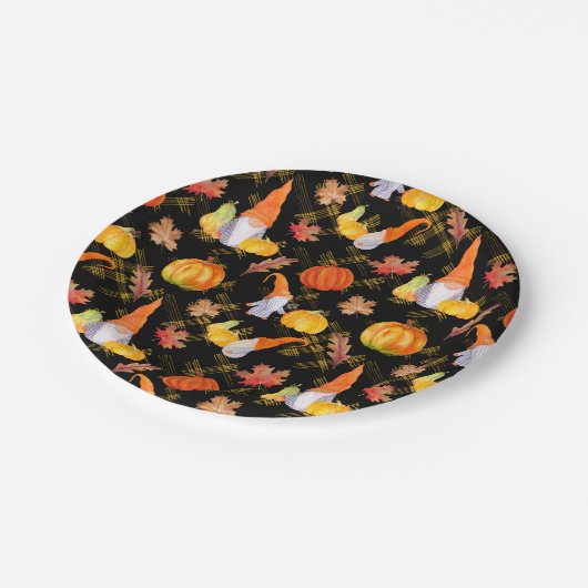 Wasserfarbenfallen, Pumpkins und Blätter Pappteller (Schrägansicht)