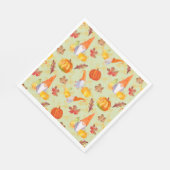 Wasserfarbenfallen, Pumpkins und Blätter Serviette (Ecke)