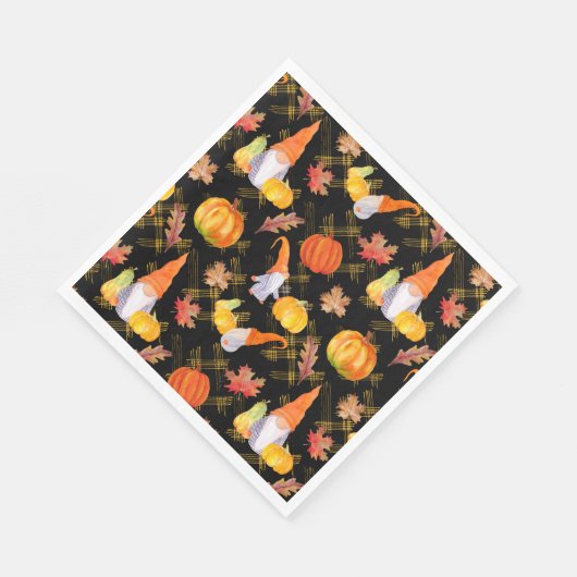 Wasserfarbenfallen, Pumpkins und Blätter Serviette (Ecke)