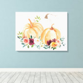 Wasserfarbenfallen Pumpkins und Boho-Blume Leinwanddruck (Insitu (Holzboden))