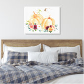 Wasserfarbenfallen Pumpkins und Boho-Blume Leinwanddruck (Insitu (Schlafzimmer))
