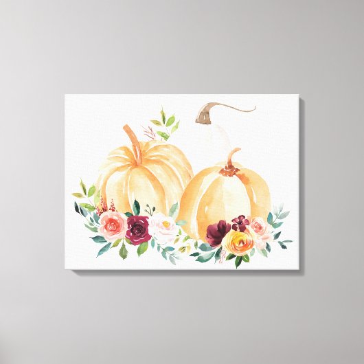Wasserfarbenfallen Pumpkins und Boho-Blume Leinwanddruck (Vorderseite)