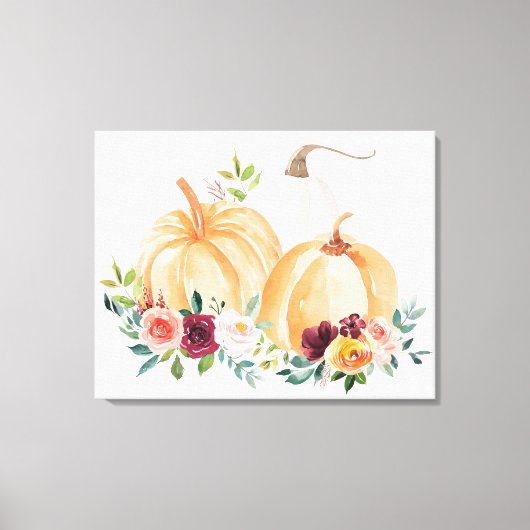 Wasserfarbenfallen Pumpkins und Boho-Blume Leinwanddruck (Vorderseite)