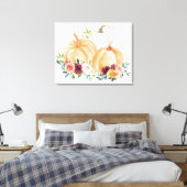 Wasserfarbenfallen Pumpkins und Boho-Blume Leinwanddruck (Insitu (Schlafzimmer))
