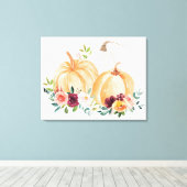 Wasserfarbenfallen Pumpkins und Boho-Blume Leinwanddruck (Insitu (Holzboden))