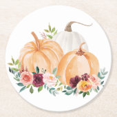 Wasserfarbenfallen Pumpkins und Boho-Blume Runder Pappuntersetzer (Vorderseite)