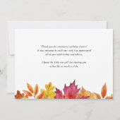 Wasserfarbenfallende Blätter fallen Babydusche Dankeskarte (Rückseite)