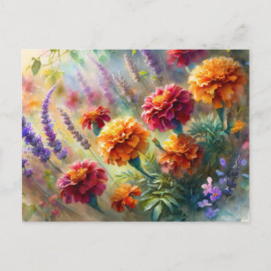 Wasserfarbenfänger und Lavendergarten Postkarte