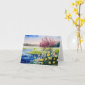 Wasserfarbenfeder-Bach individuell anpassbar Karte (Gelbe Blume)