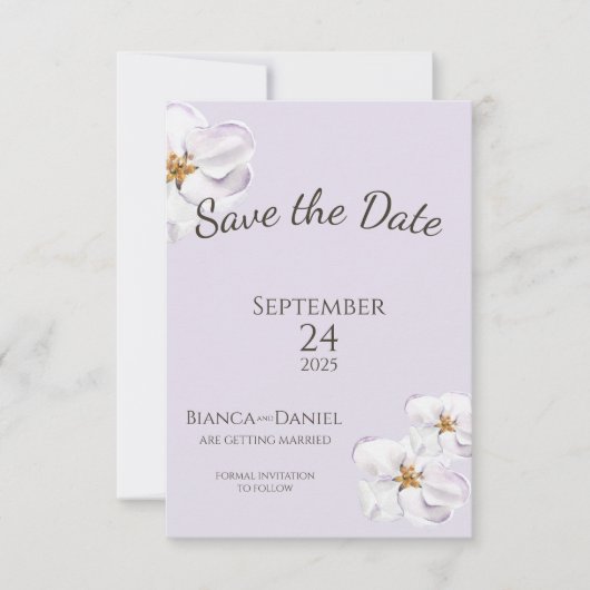 Wasserfarbenfeder-Blüte Save the Date (Vorderseite)