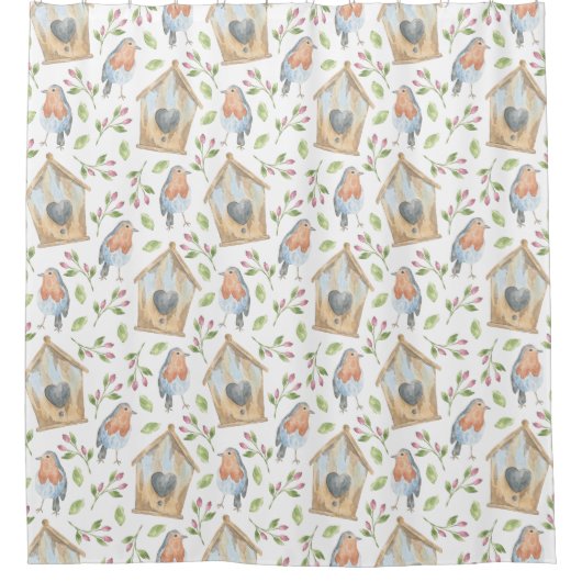 Wasserfarbenfeder Duschvorhang (Vorderseite)