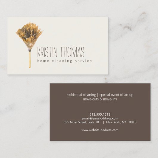 Wasserfarbenfeder Duster Zuhause Reinigung Elfenbe Visitenkarte (Vorne/Hinten)