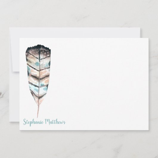 Wasserfarbenfeder | Flachbildschirmkarte Mitteilungskarte (Vorderseite)