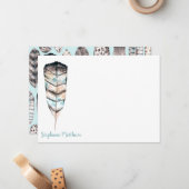 Wasserfarbenfeder | Flachbildschirmkarte Mitteilungskarte (Vorderseite/Rückseite Beispiel)