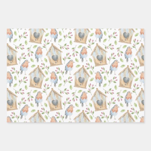 Wasserfarbenfeder Geschenkpapier Set (Vorderseite)