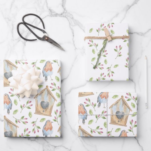 Wasserfarbenfeder Geschenkpapier Set (Vorderseite)