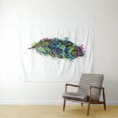 Wasserfarbenfeder Tattoo Wandteppich (Beispiel (Horizontal))